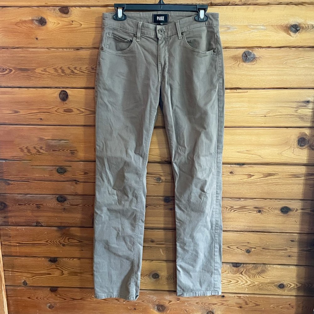 PAIGE Slim Straight Pants in Taupe